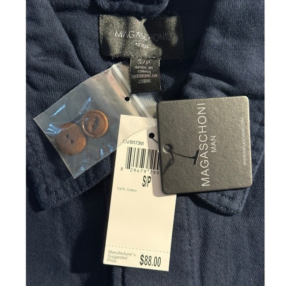 MAGASCHONI MAN Navy Blue Cotton Chore Jacket Button Front Workwear Size Small - Picture 8 of 9